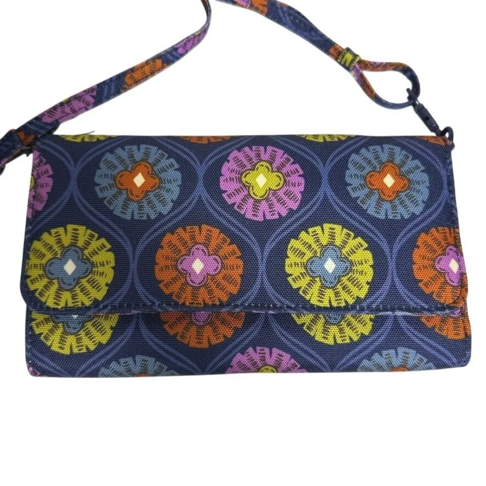 Vera Bradley Center Stage Glow Wallet Crossbody Blue Orange‎ Yellow Purple NWT